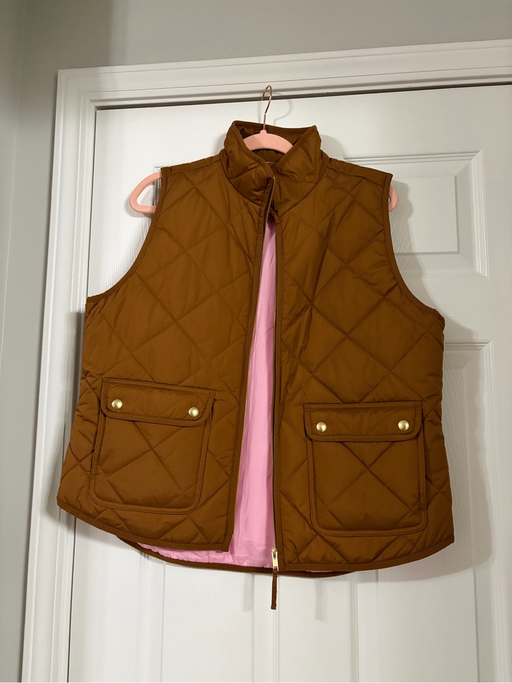 Jcrew quilted Vest with Pink Lining - Brown